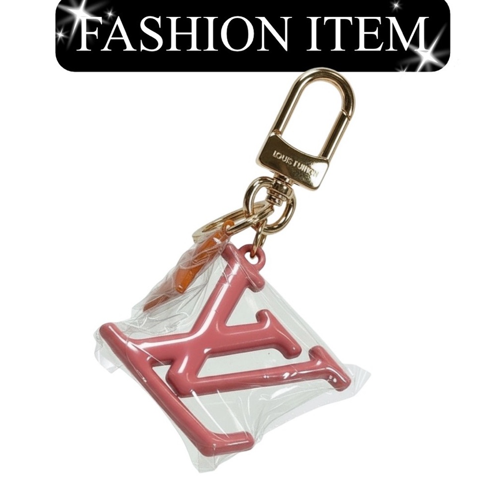 A-1DC-41: BAG CHARM/ KEYCHAIN: Pinkish-Coral, Orange and Golden Accents, NWOT